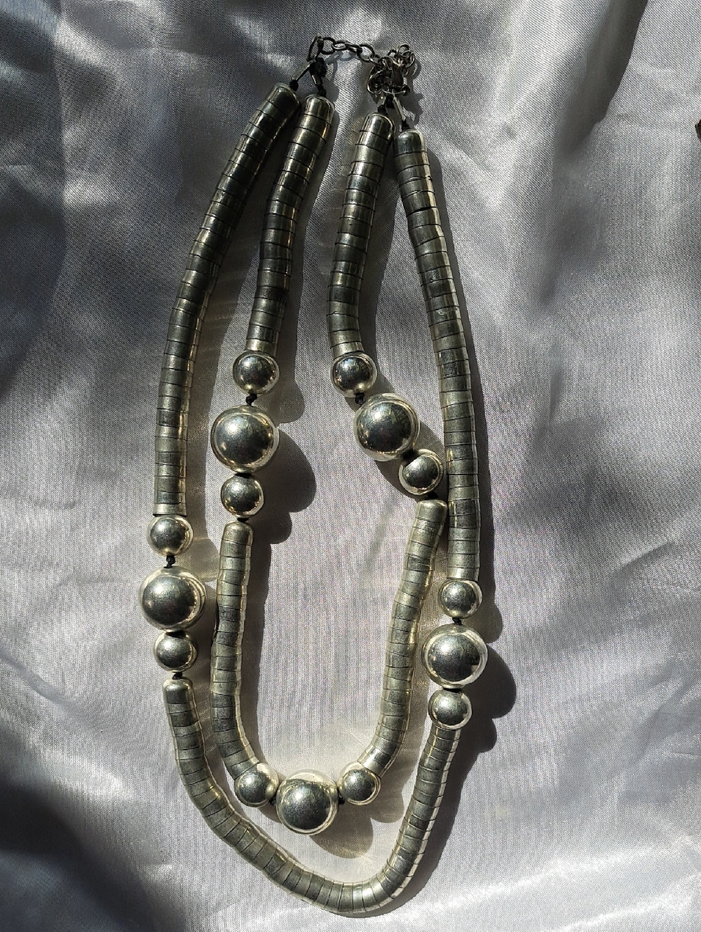 Silver-Tone Beaded Multi-Strand Necklace
